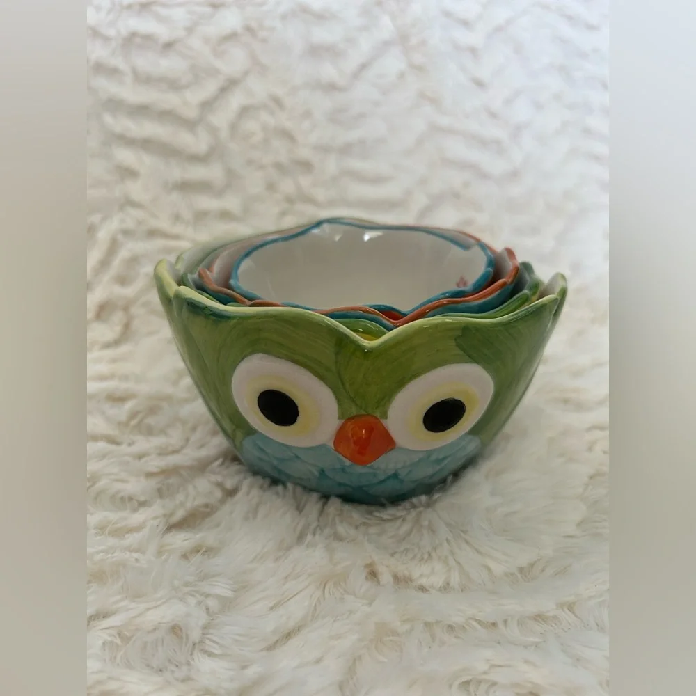 Pier 1 Imports Stoneware Owl Measuring Cups